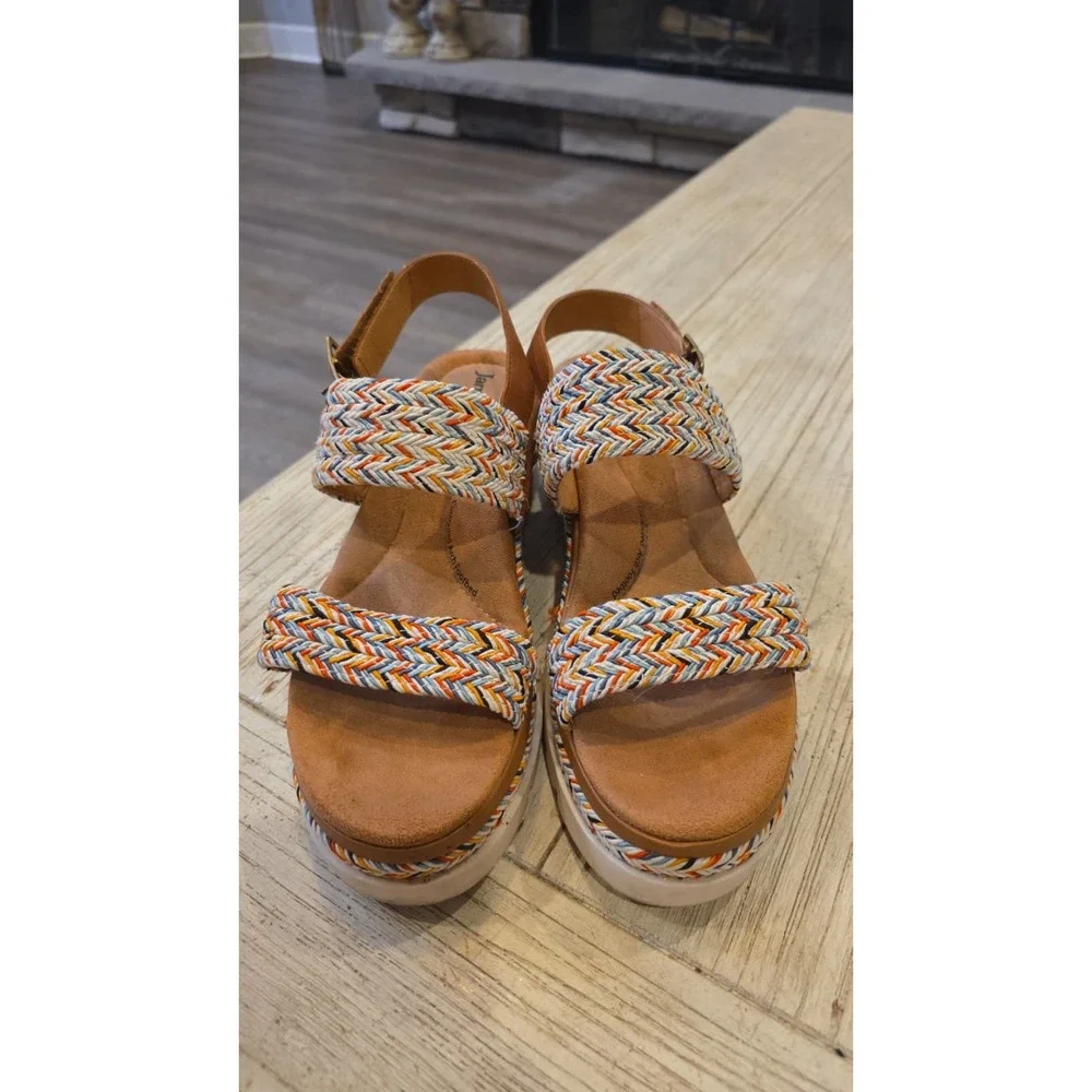 Jambu Destiny Womens 10M Multi Color Woven Platform Wedge Sandals J4DES15 Boho